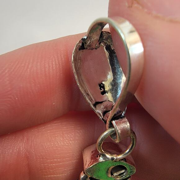 Handmade Multicolor Tourmaline Pendant with Garnet and Sterling Silver Setting - Picture 6 of 10